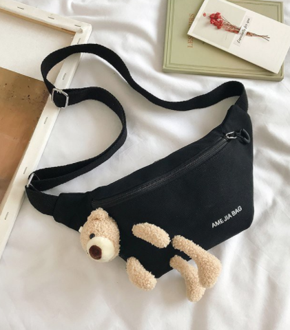 KW80968 Bear Chest Shoulder Bag Black